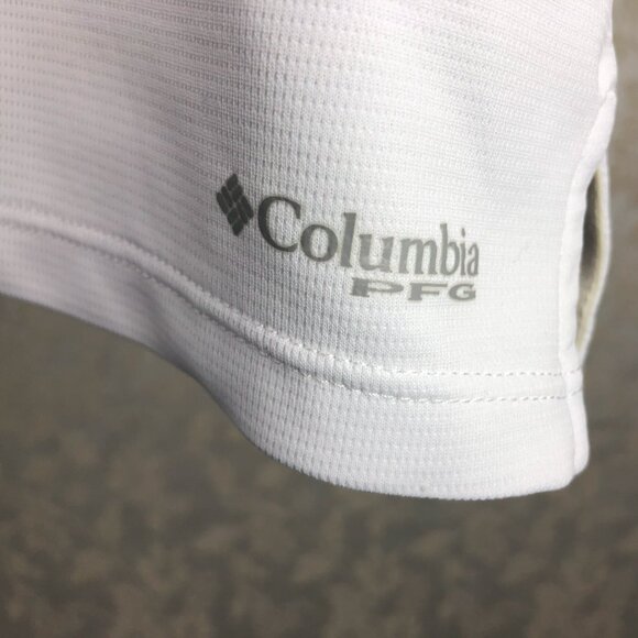 Columbia PFG Women's White tank golf top open or button collar V neck  LG - Picture 3 of 5